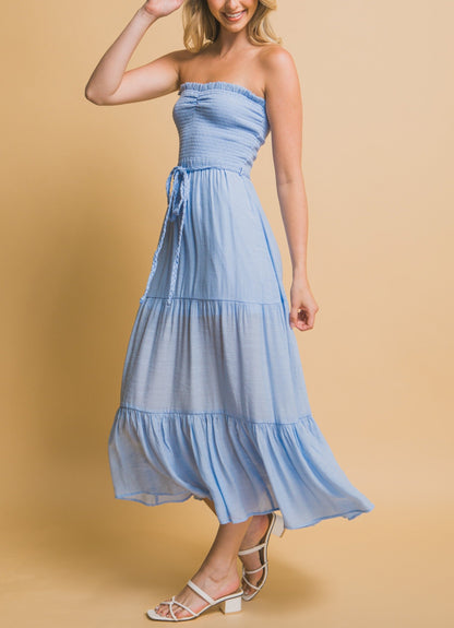 Nell Belted Strapless Maxi Dress
