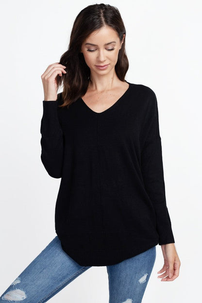 Nina Front Seam V-Neck Sweater