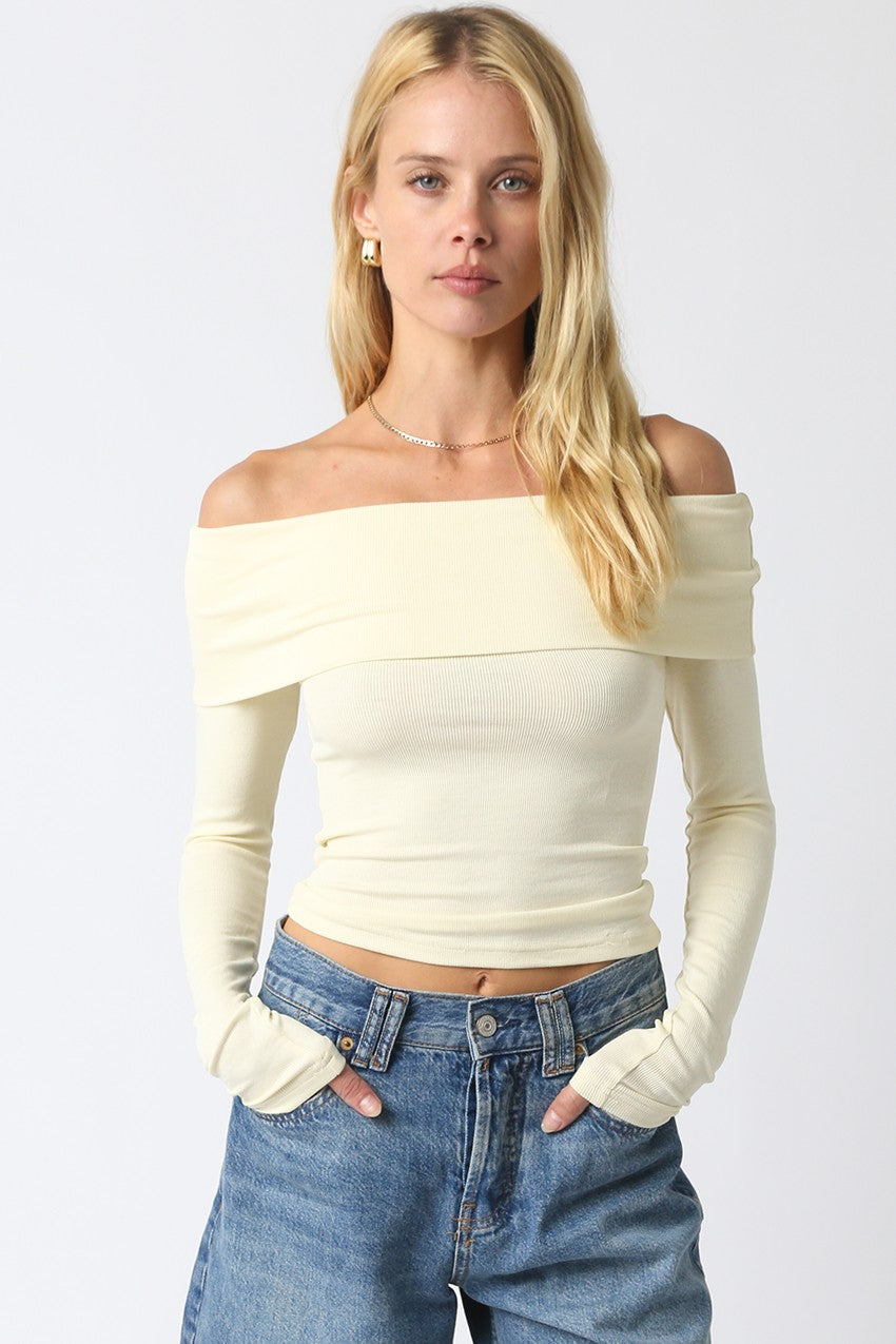 Off Shoulder Knit Long Sleeve