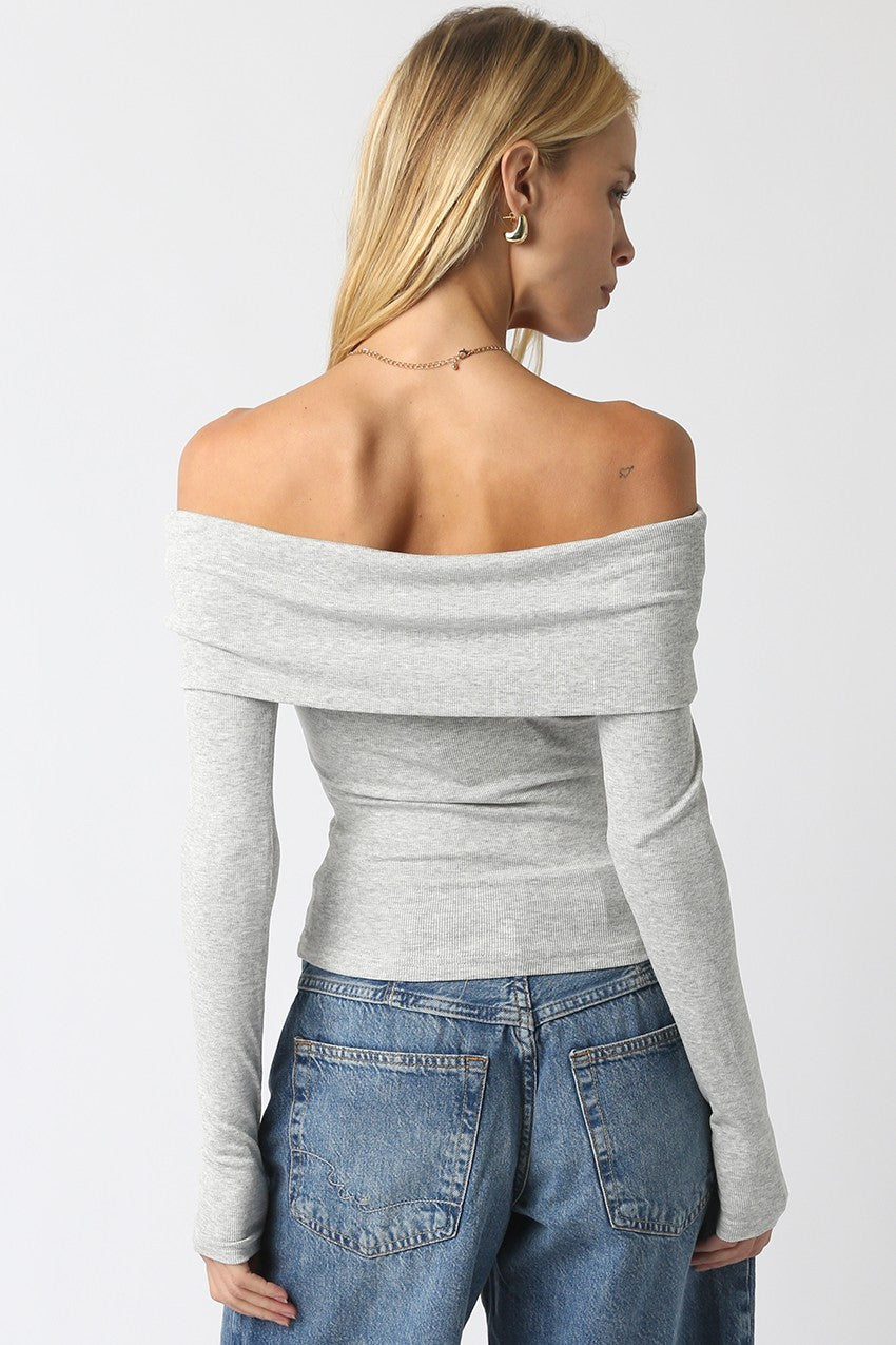 Off Shoulder Knit Long Sleeve