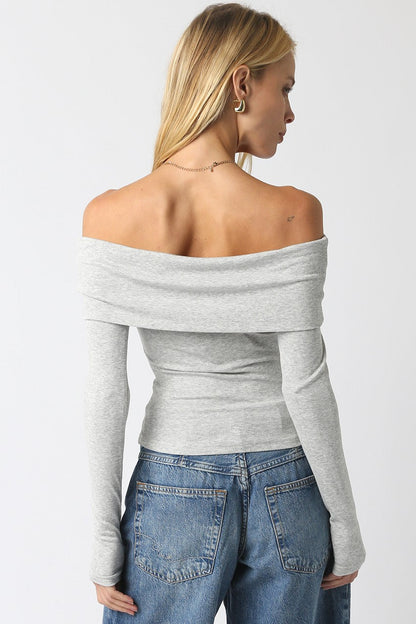 Off Shoulder Knit Long Sleeve