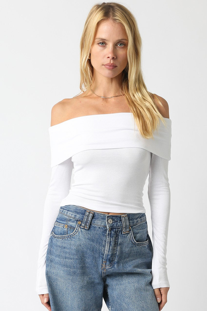 Off Shoulder Knit Long Sleeve