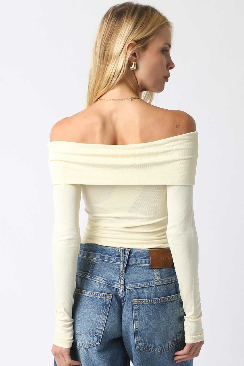 Off Shoulder Knit Long Sleeve