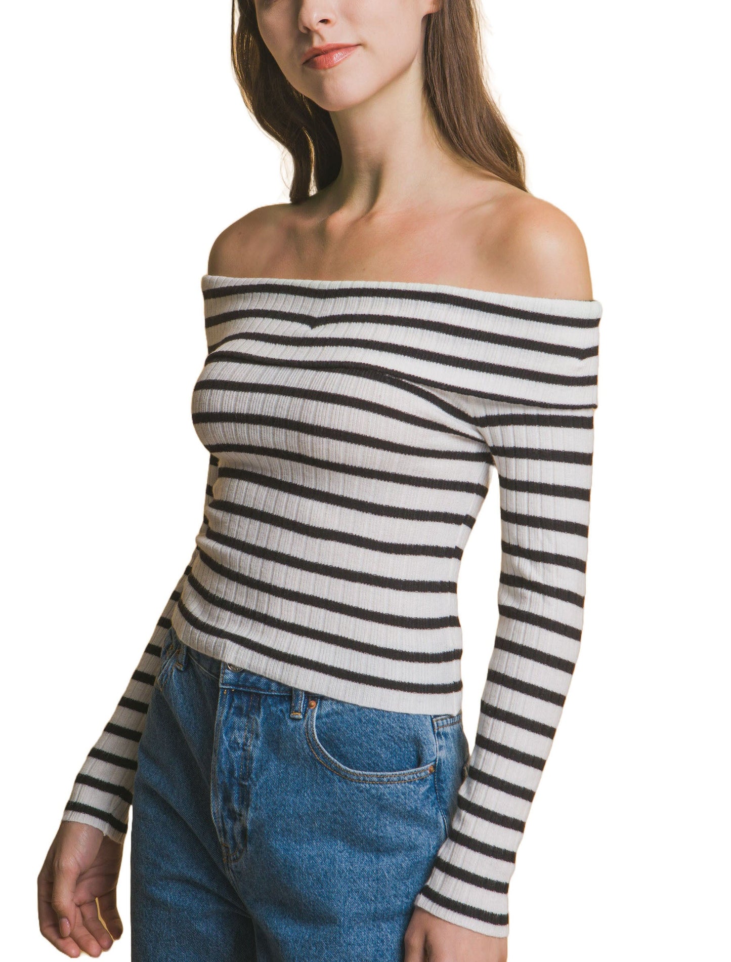 Moonbeam Stripe Bardot Top