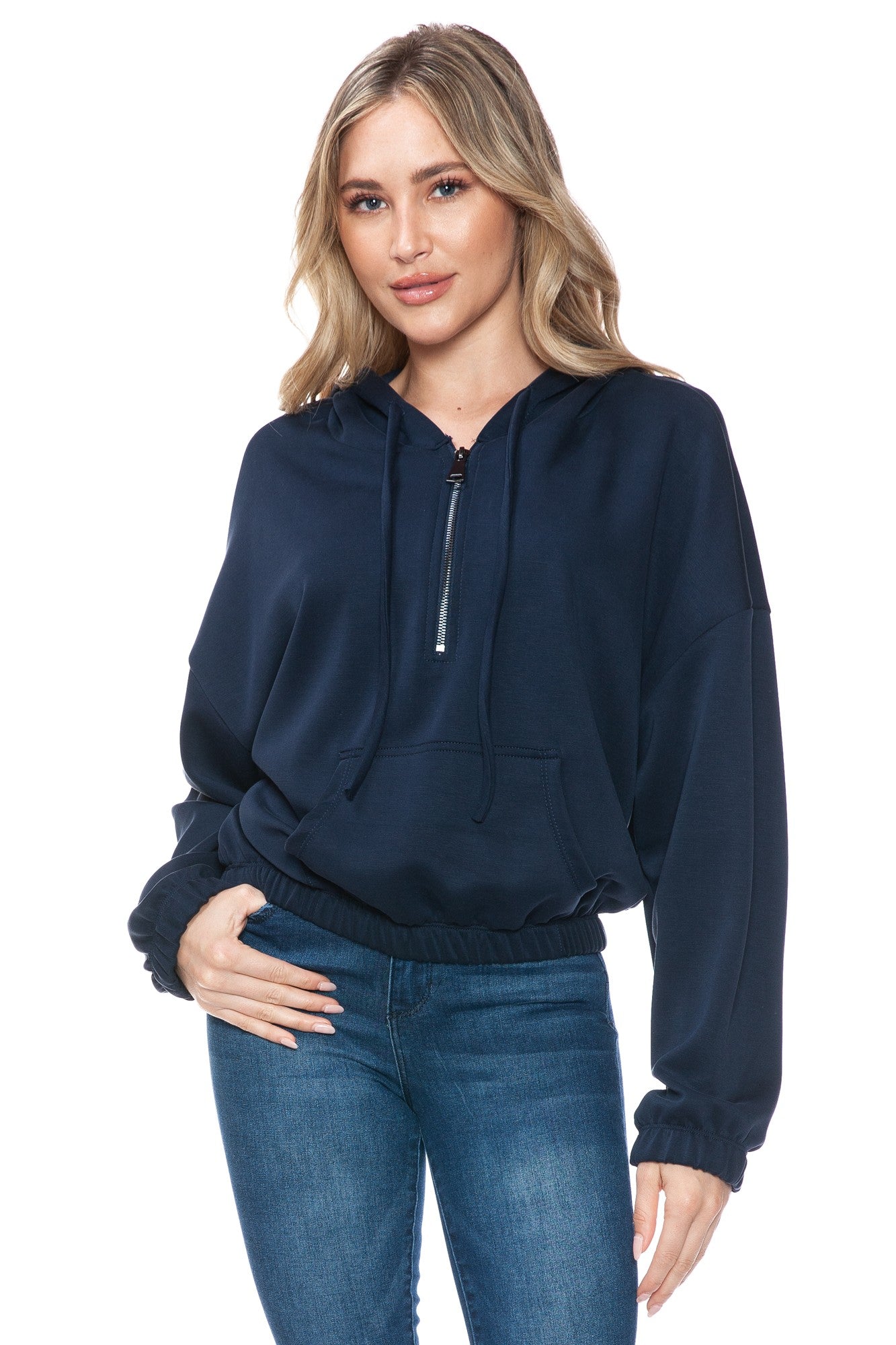 Cropped LS Half Zip Hoodie