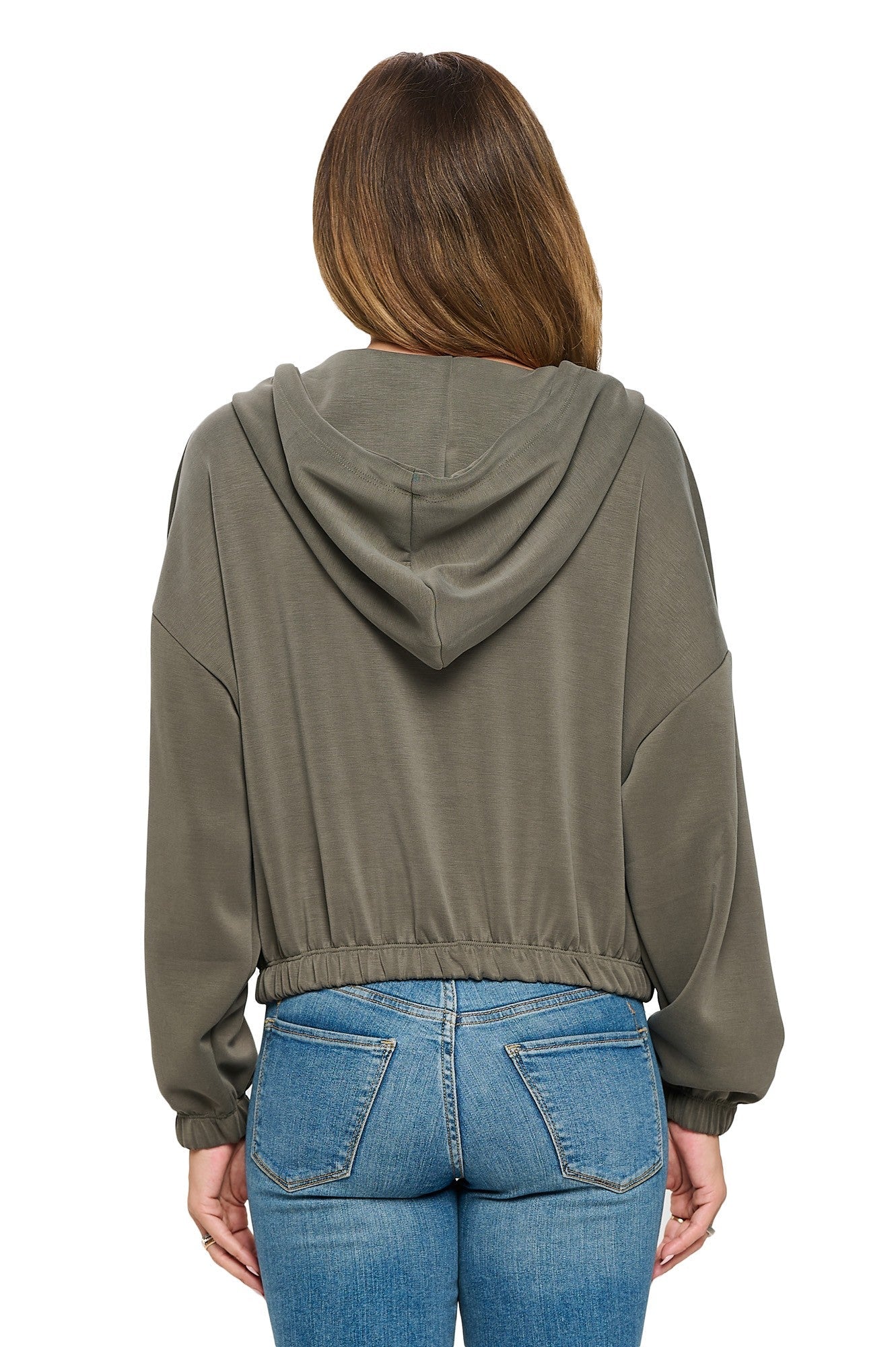 Cropped LS Half Zip Hoodie