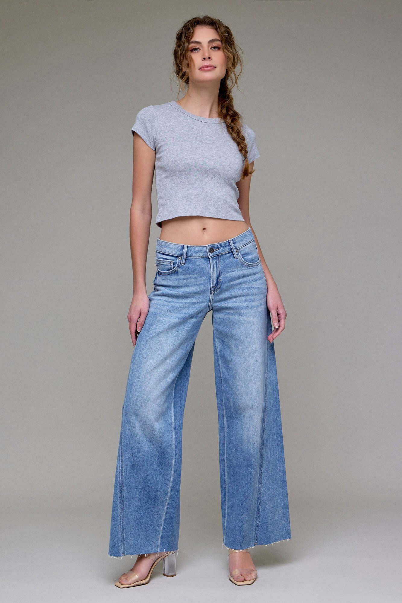 Hidden Mid Rise Wide Leg