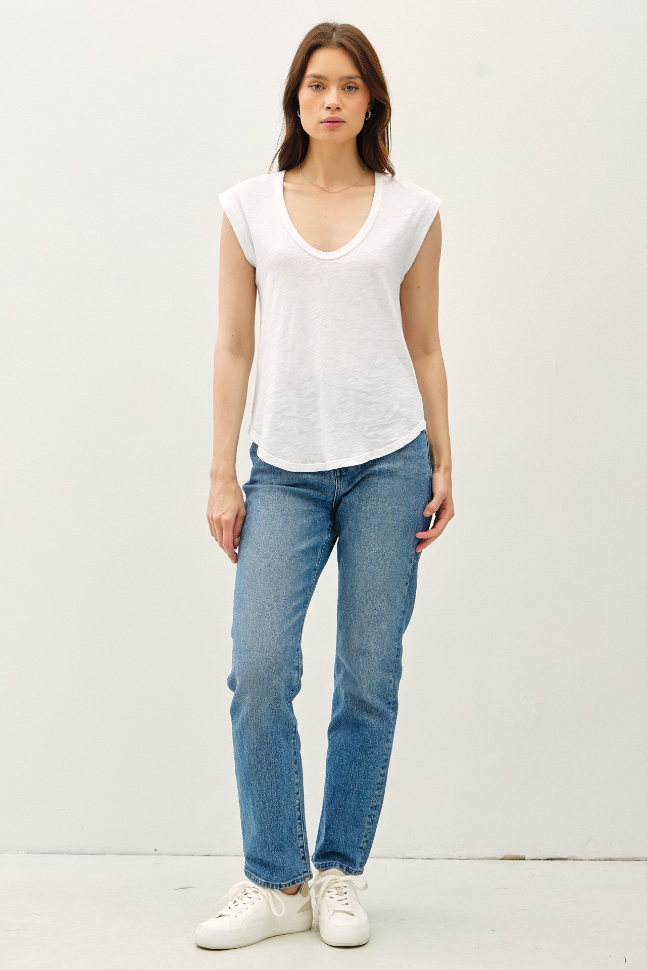 Scoop Neck Cap Sleeve Top