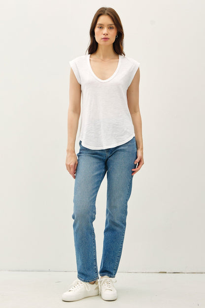Scoop Neck Cap Sleeve Top