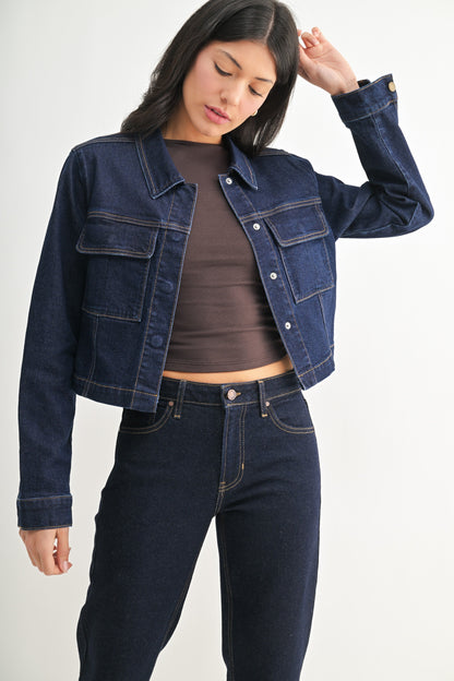 Just Black Snap Button Denim Jacket