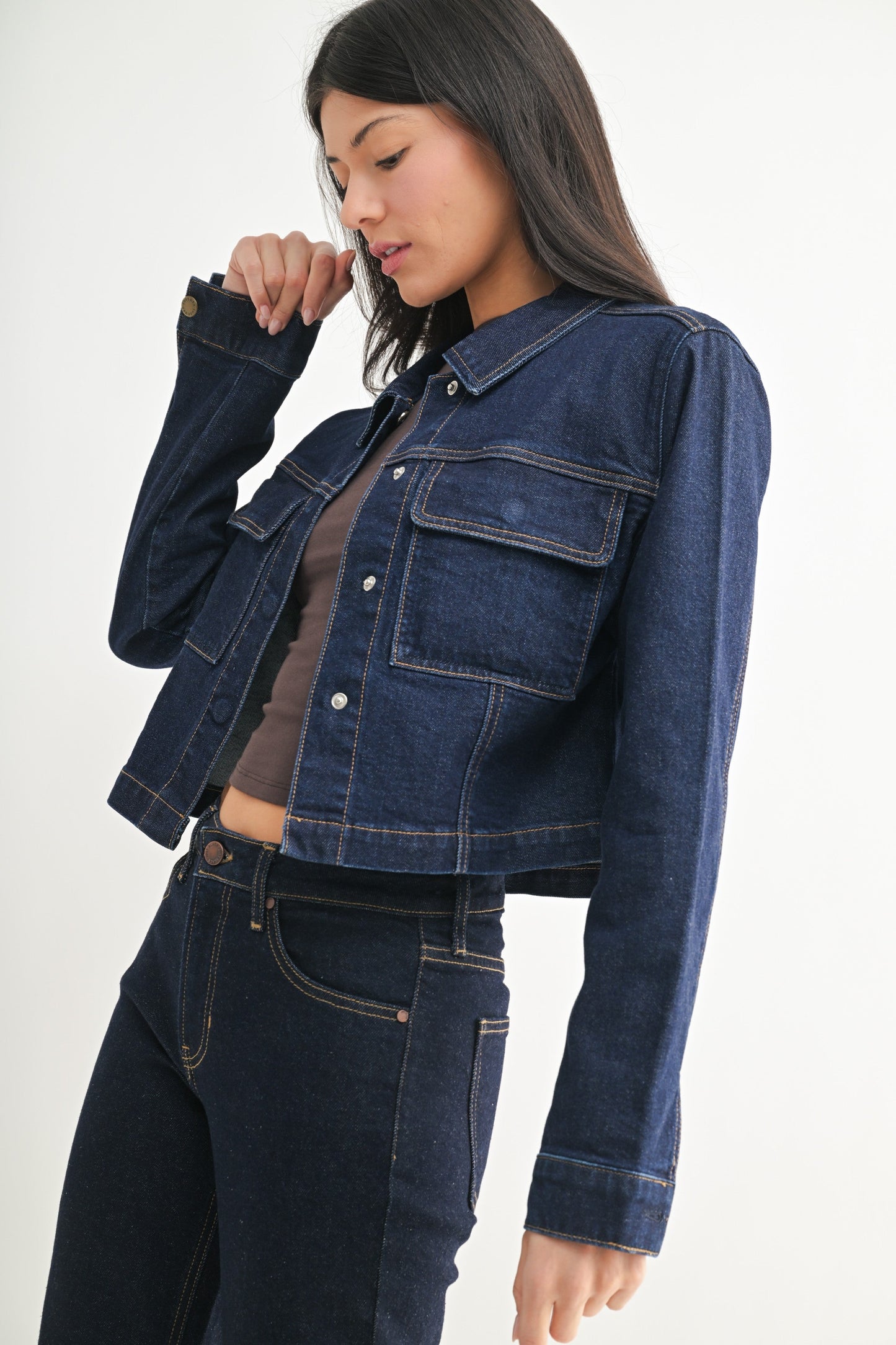 Just Black Snap Button Denim Jacket