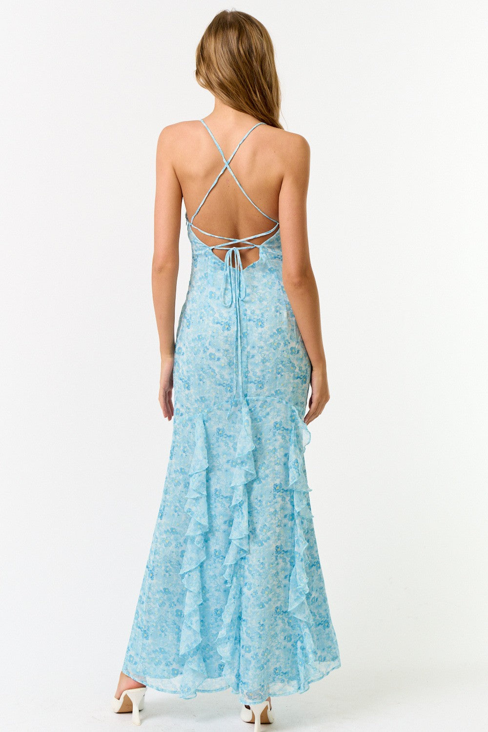 Ruffle Floral Maxi Strappy Dress