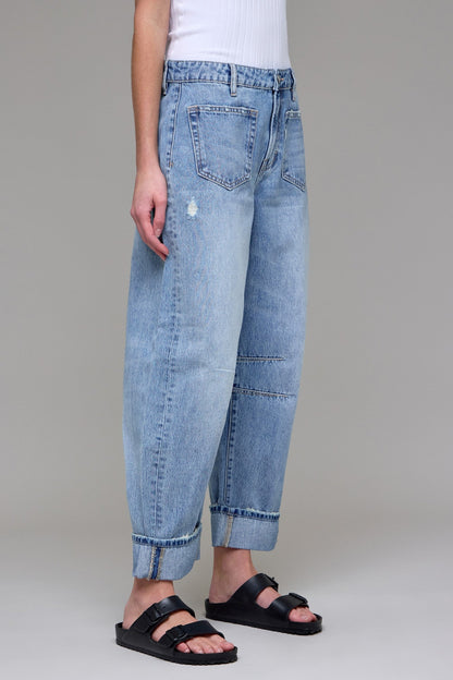 Hidden Cuffed Cropped Barrel Fit Sammie Jean