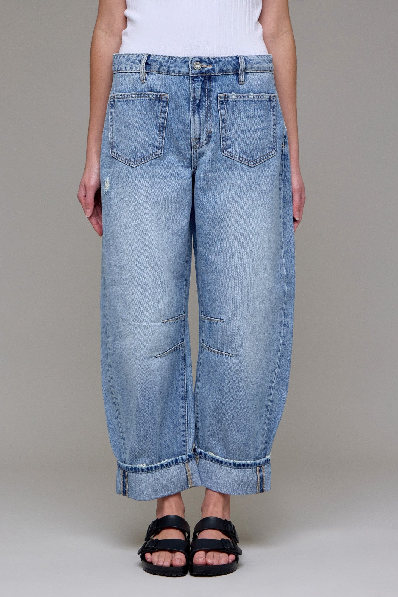 Hidden Cuffed Cropped Barrel Fit Sammie Jean