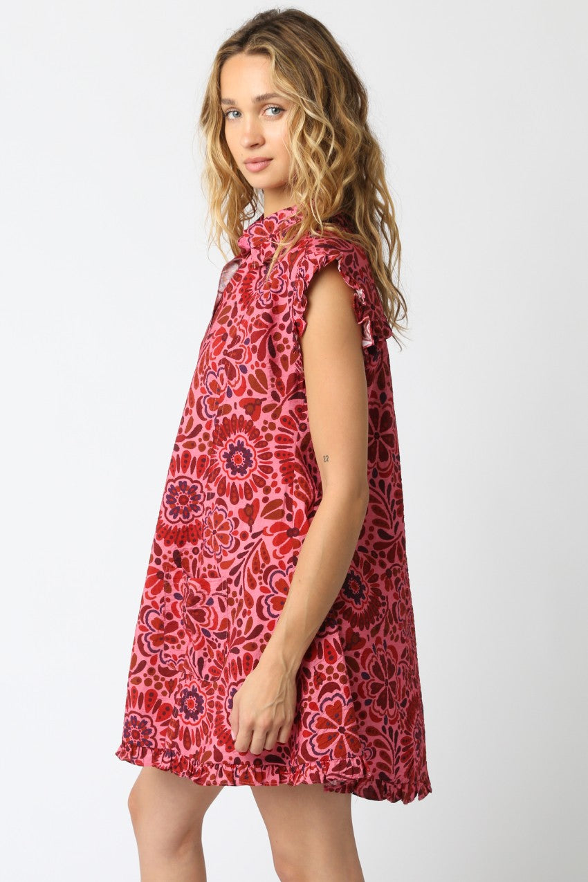 Ruffle Sleeve Mini Dress