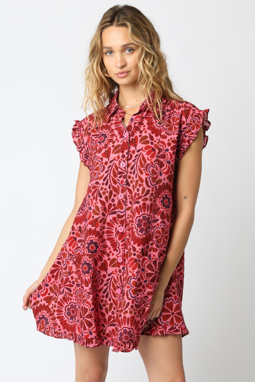 Ruffle Sleeve Mini Dress
