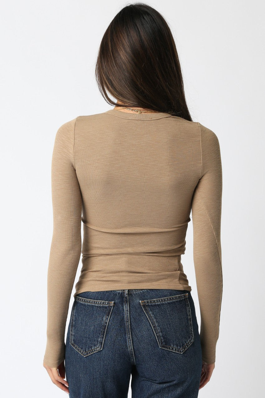 Long Sleeve Ribbed Crew Neck Top