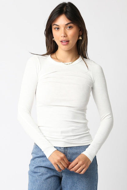 Long Sleeve Ribbed Crew Neck Top