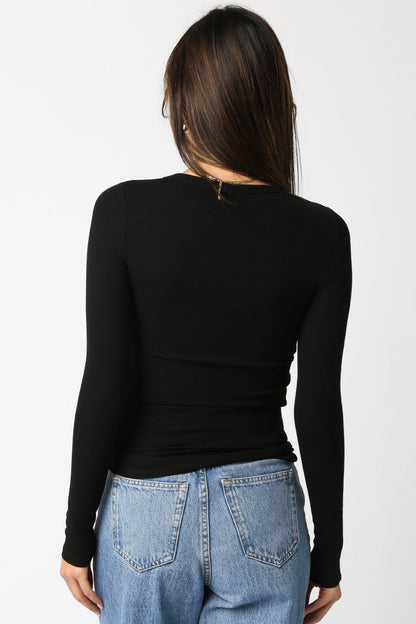 Long Sleeve Ribbed Crew Neck Top