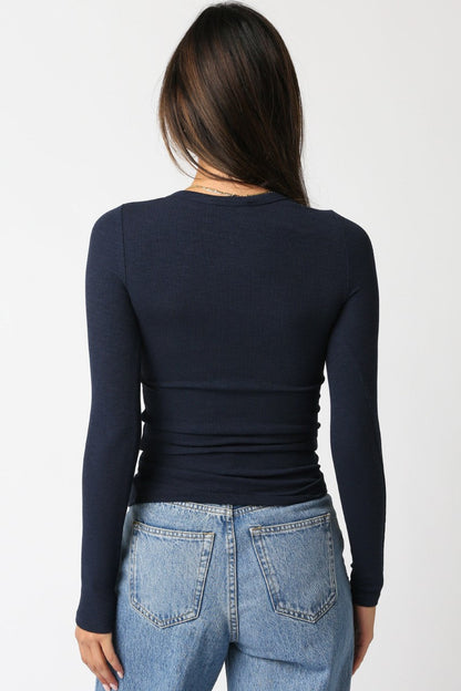 Long Sleeve Ribbed Crew Neck Top