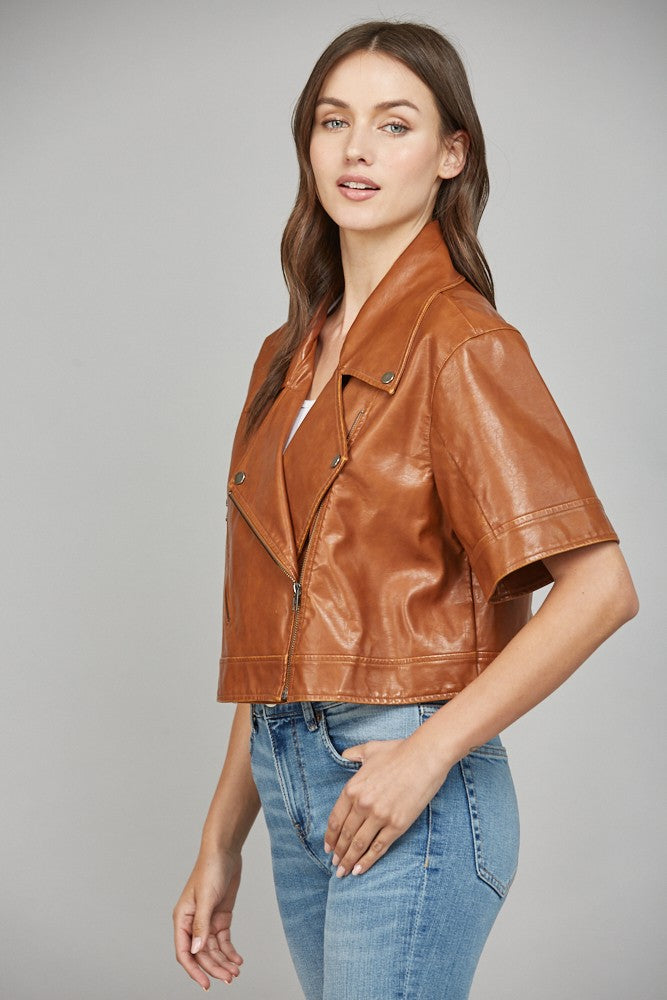 Fate Short Sleeve Faux Leather Jacket
