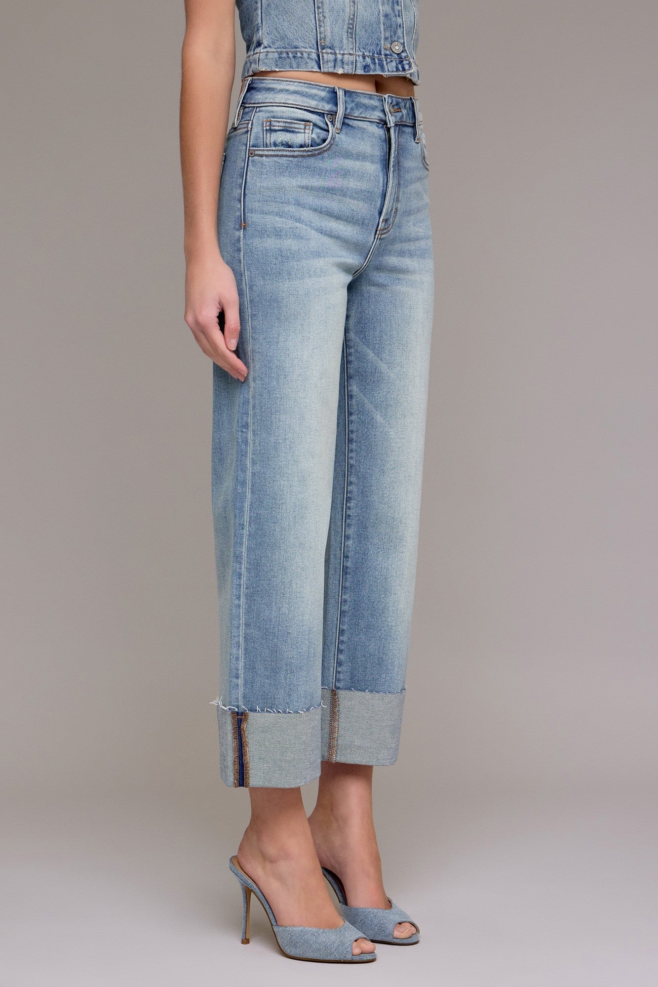 Hidden High Rise Cuffed Wide Leg