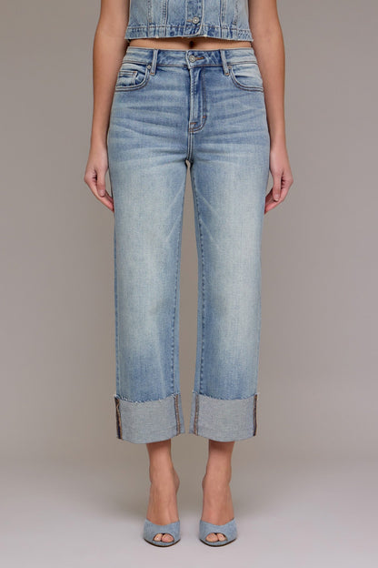 Hidden High Rise Cuffed Wide Leg