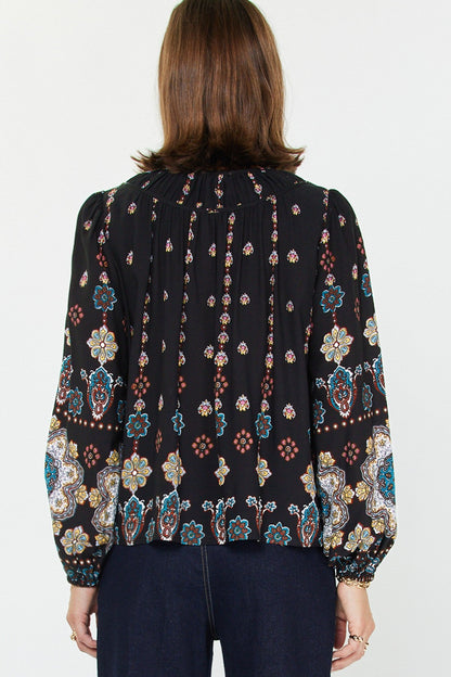 Ruched Round Neck LS Top