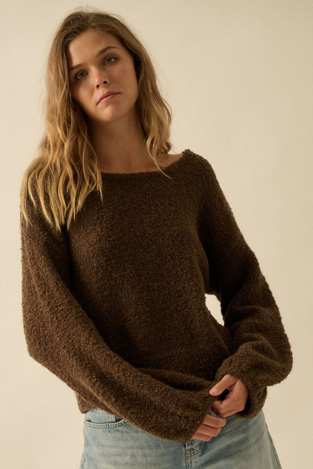 Knit Bubble Sleeve Sweater