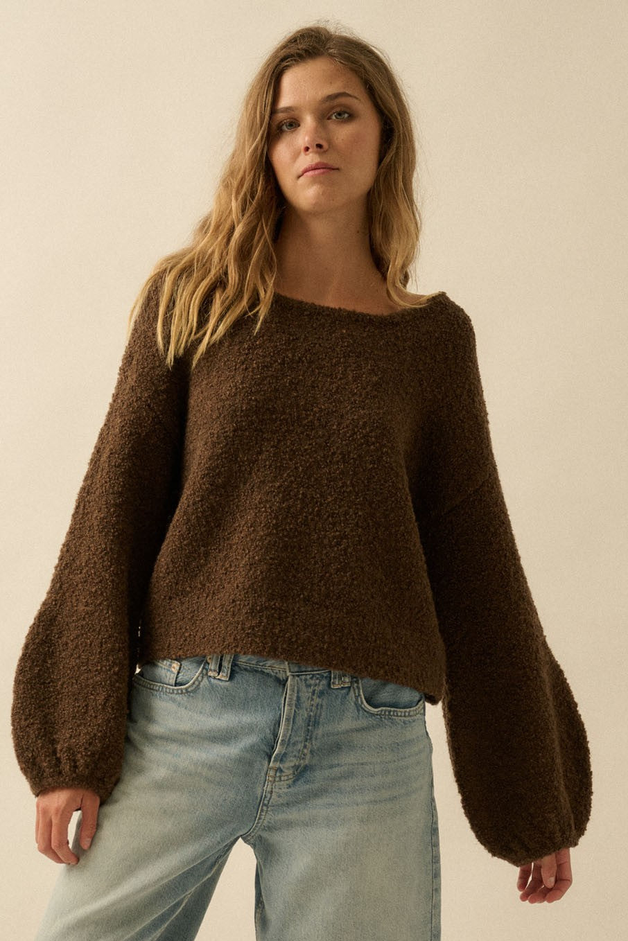 Knit Bubble Sleeve Sweater