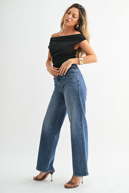 Just Black Loose Straight With Regular Hem