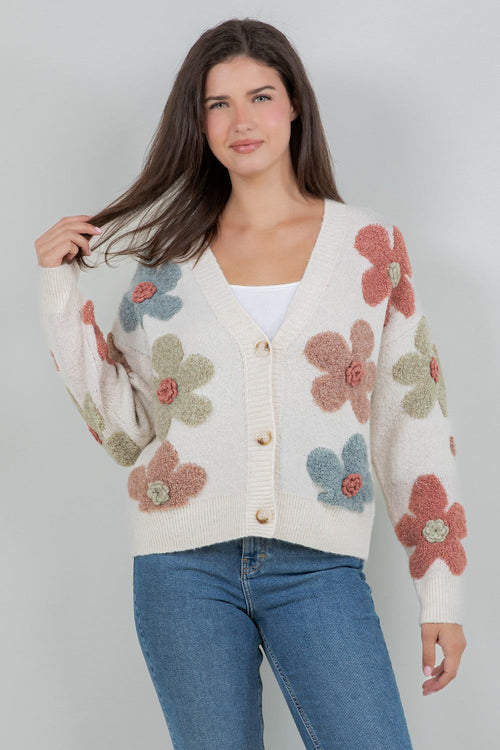 Flower Button Up Cardigan