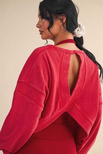Mineral Wash Cutout Back Layering Sweatshirt