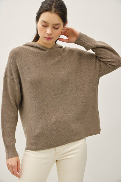 Ribbed Knit Hoodie Sweater