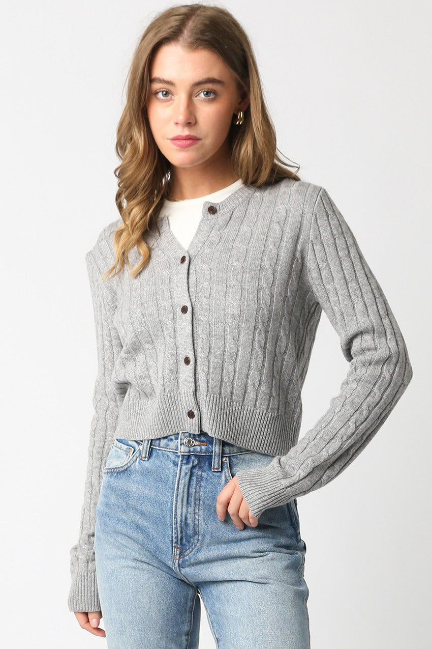 Cable Knit Cardigan Sweater