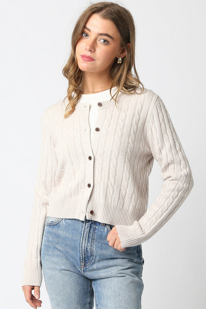 Cable Knit Cardigan Sweater