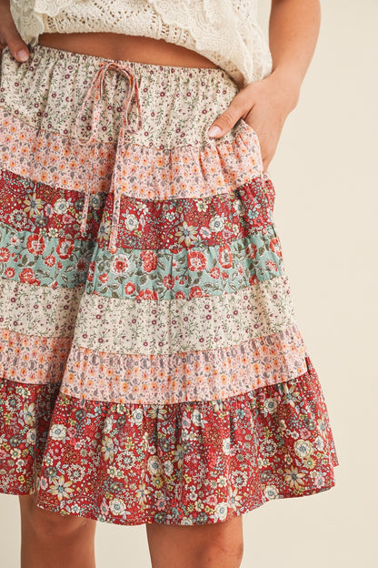Floral Print A-Line Mini Skirt