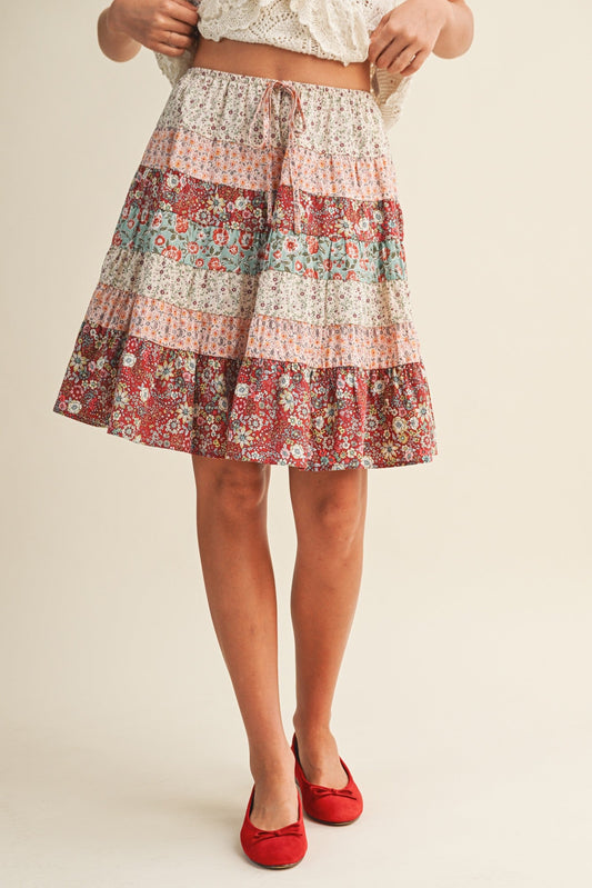 Floral Print A-Line Mini Skirt