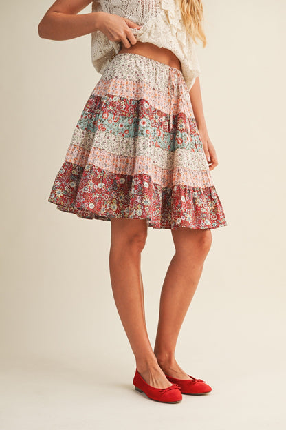 Floral Print A-Line Mini Skirt