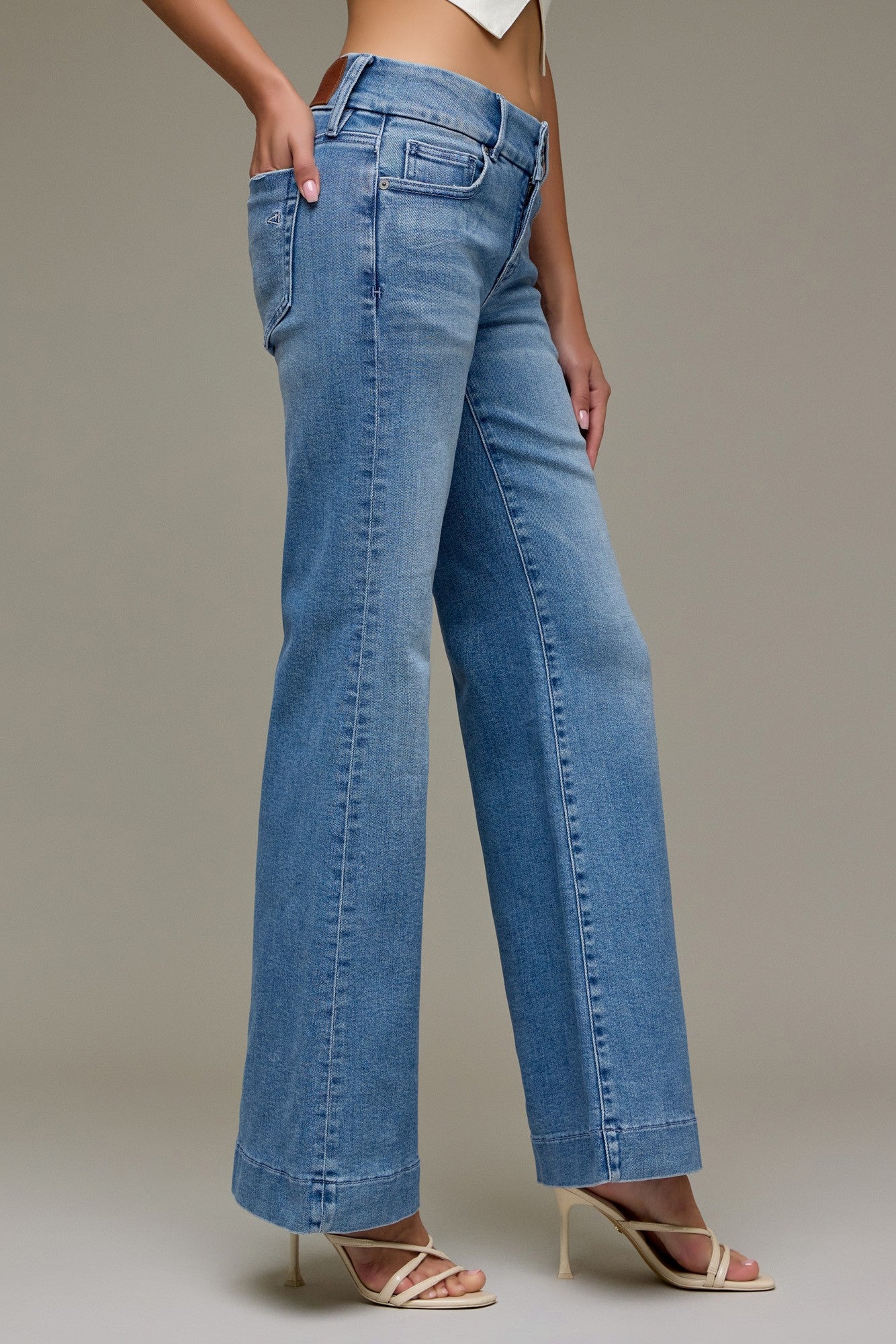Hidden Happi Low Rise Double Button Flare