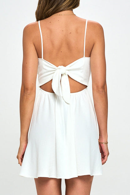 Ruched Neckline Tie Back Skater Dress