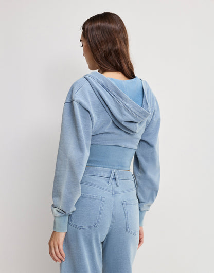 Good American Jeanius Zip Up Hoodie