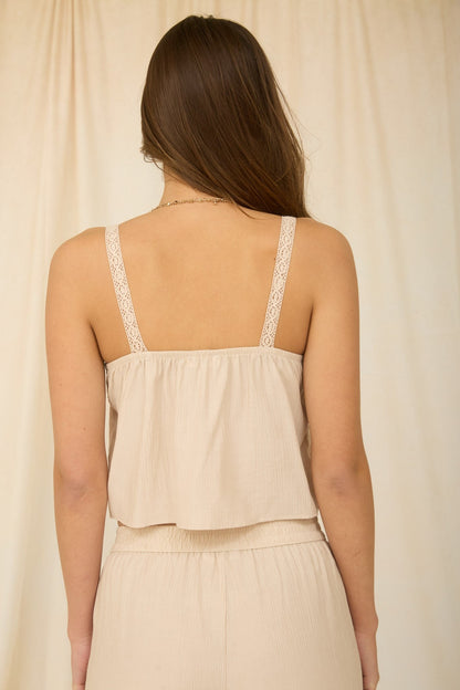 Embroidered Checker Lace Top
