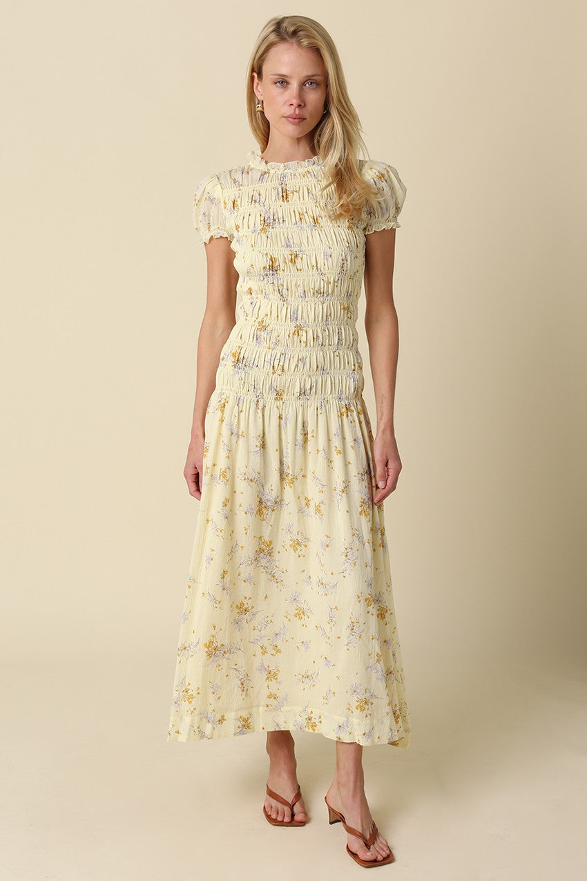 Puff Sleeve Printed Maxi Dress
