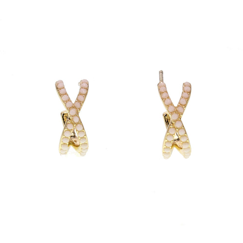 Cross Over Bead Earrings