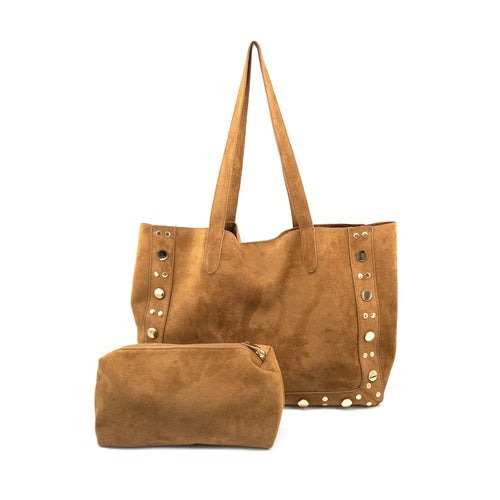 Large Studded Suede Tote Bag