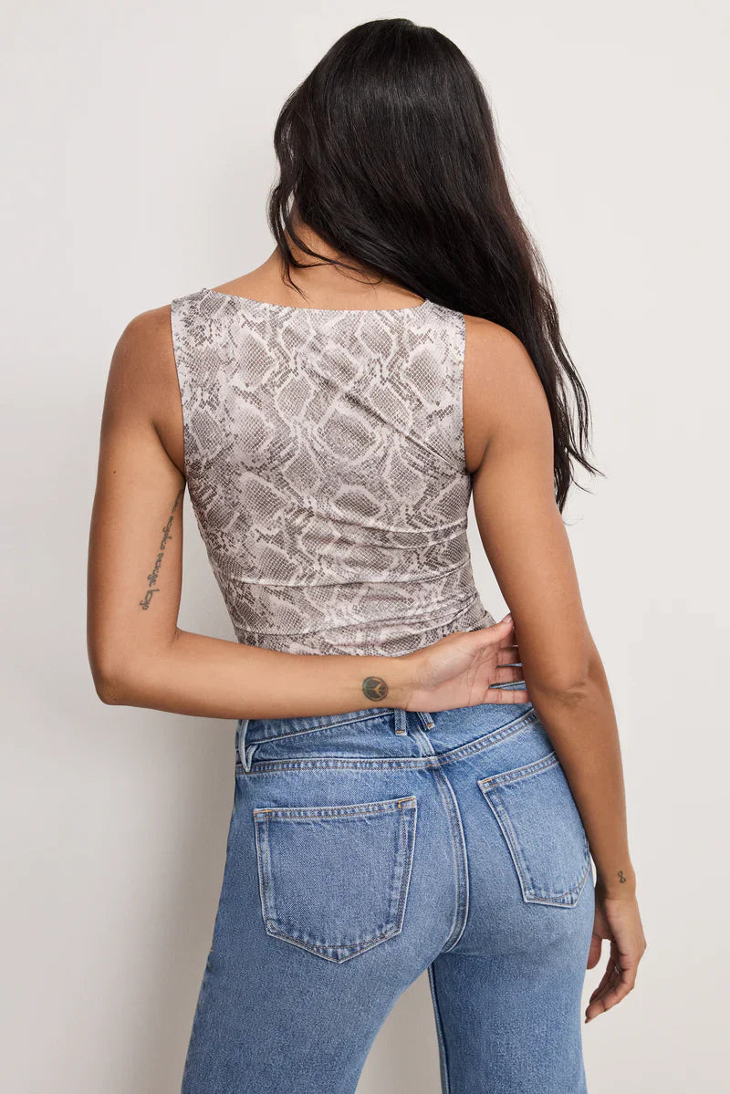 Good American Slinky Jersey Ruched Tank