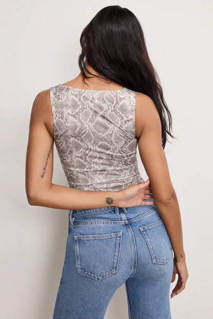Good American Slinky Jersey Ruched Tank