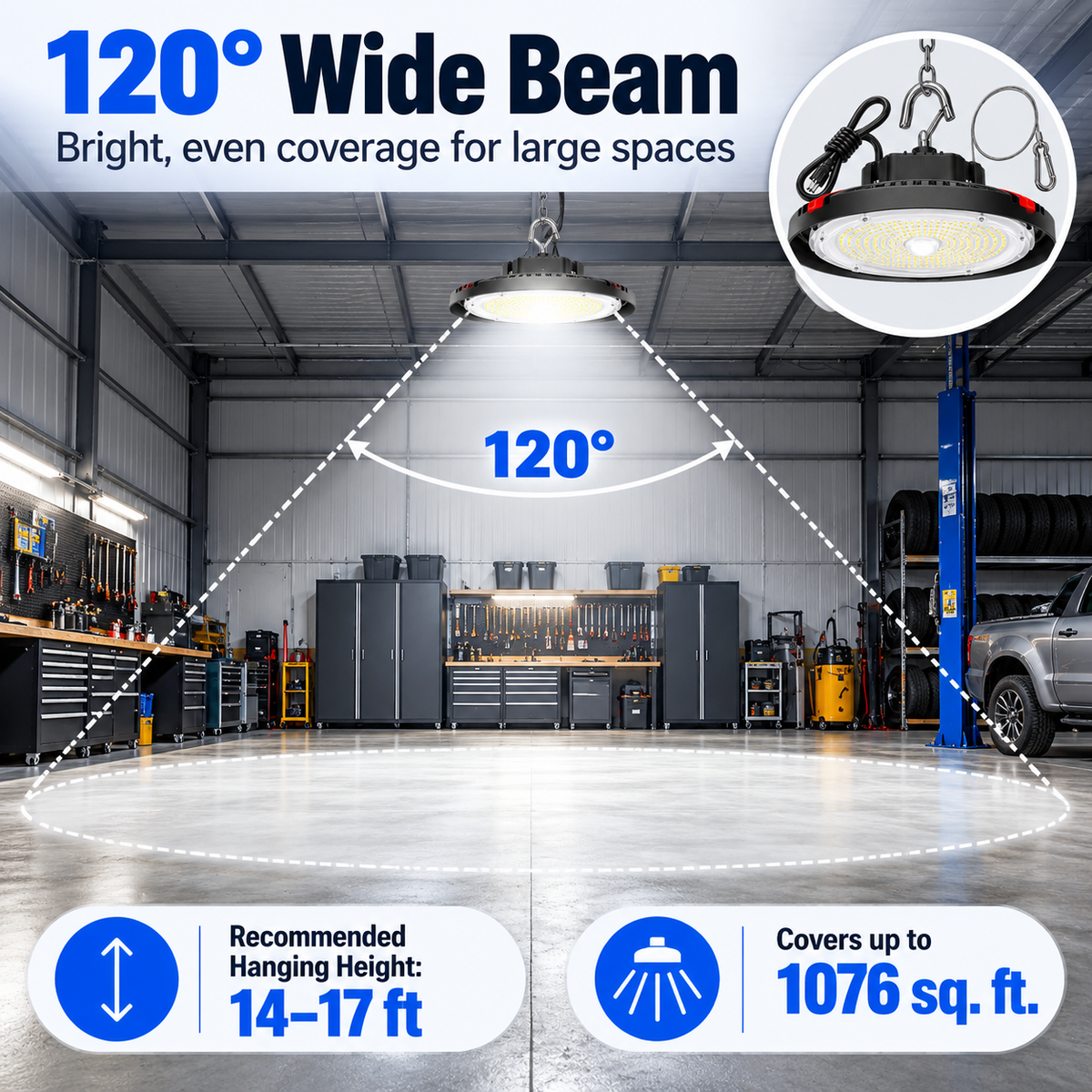 160W UFO LED High Bay Light – 24,000LM 5000K Daylight