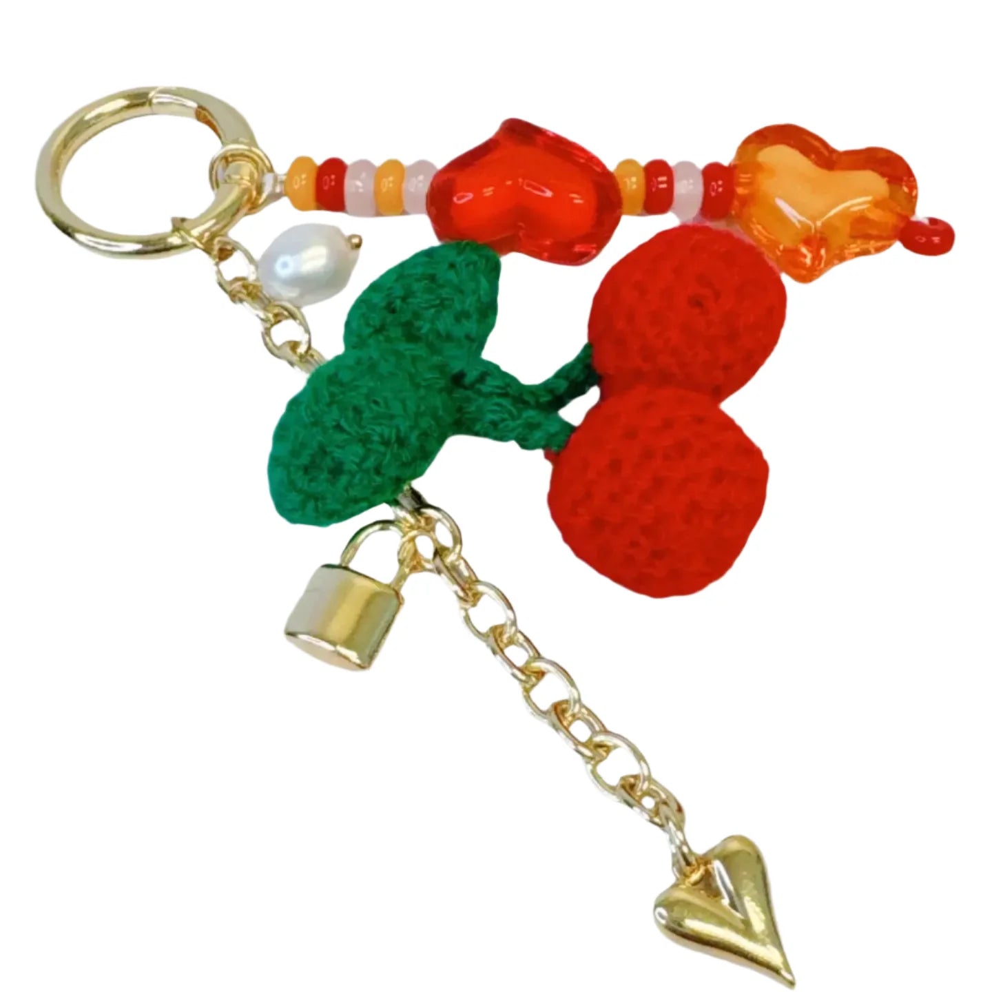 Heart Cherry Jingle Bag Charm